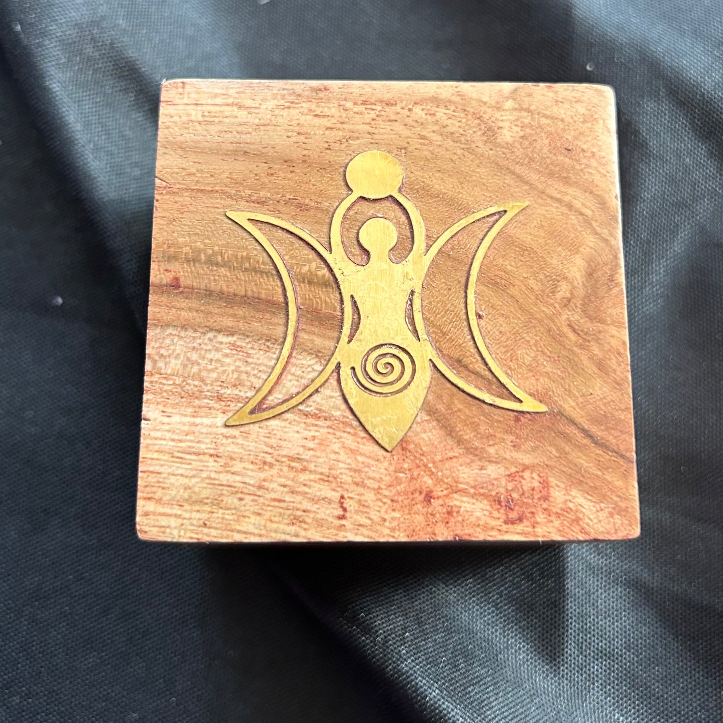 Small Velvet Lined Acacia Box