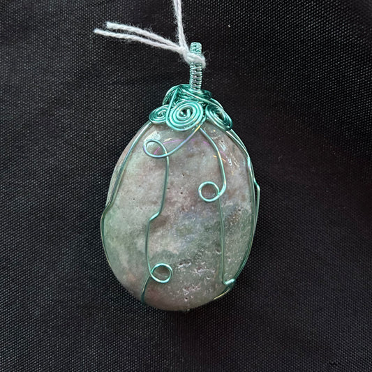Wire Wrapped Green Jasper Pendant