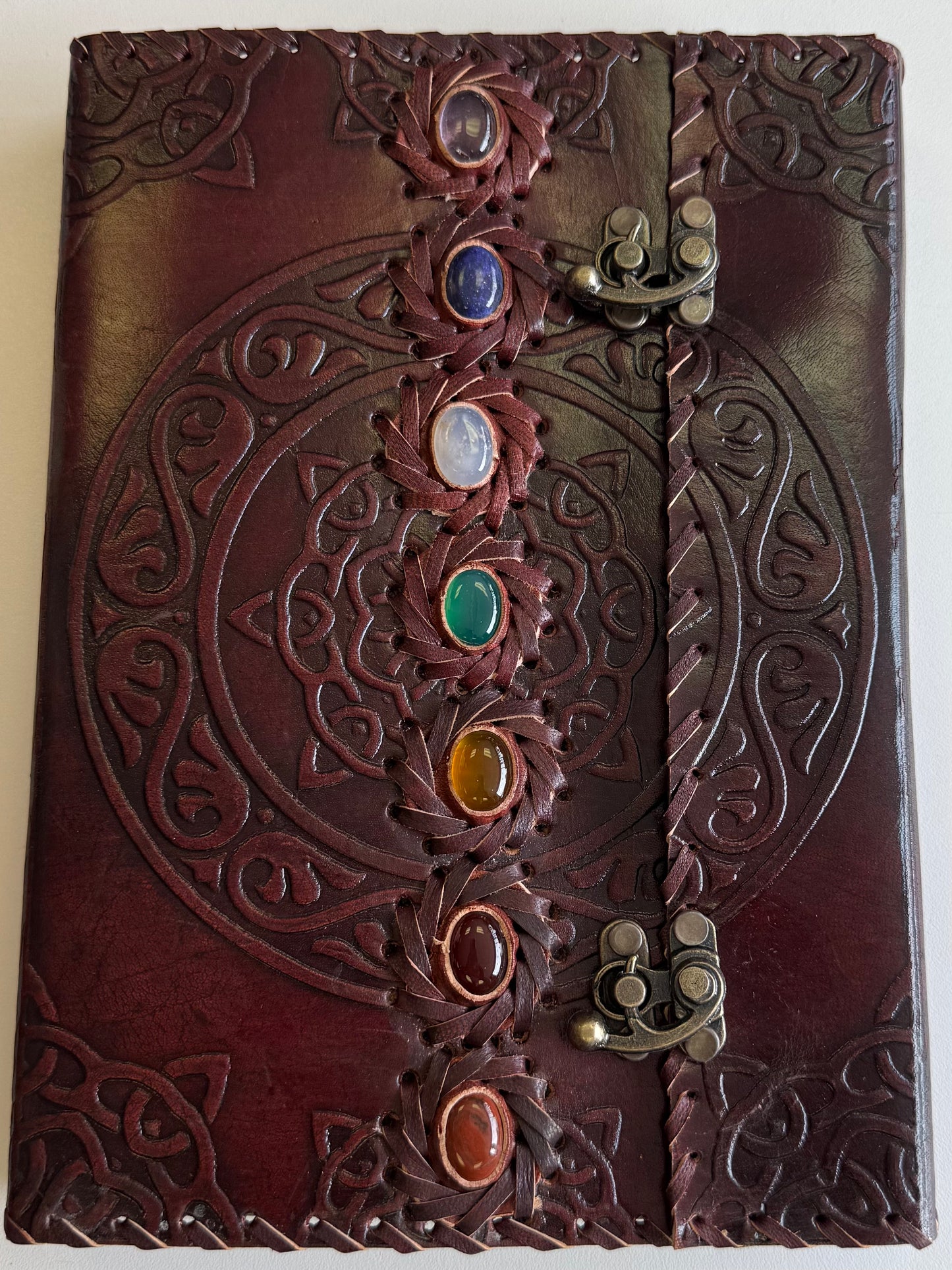 Seven Chakra Embossed Leather Journal
