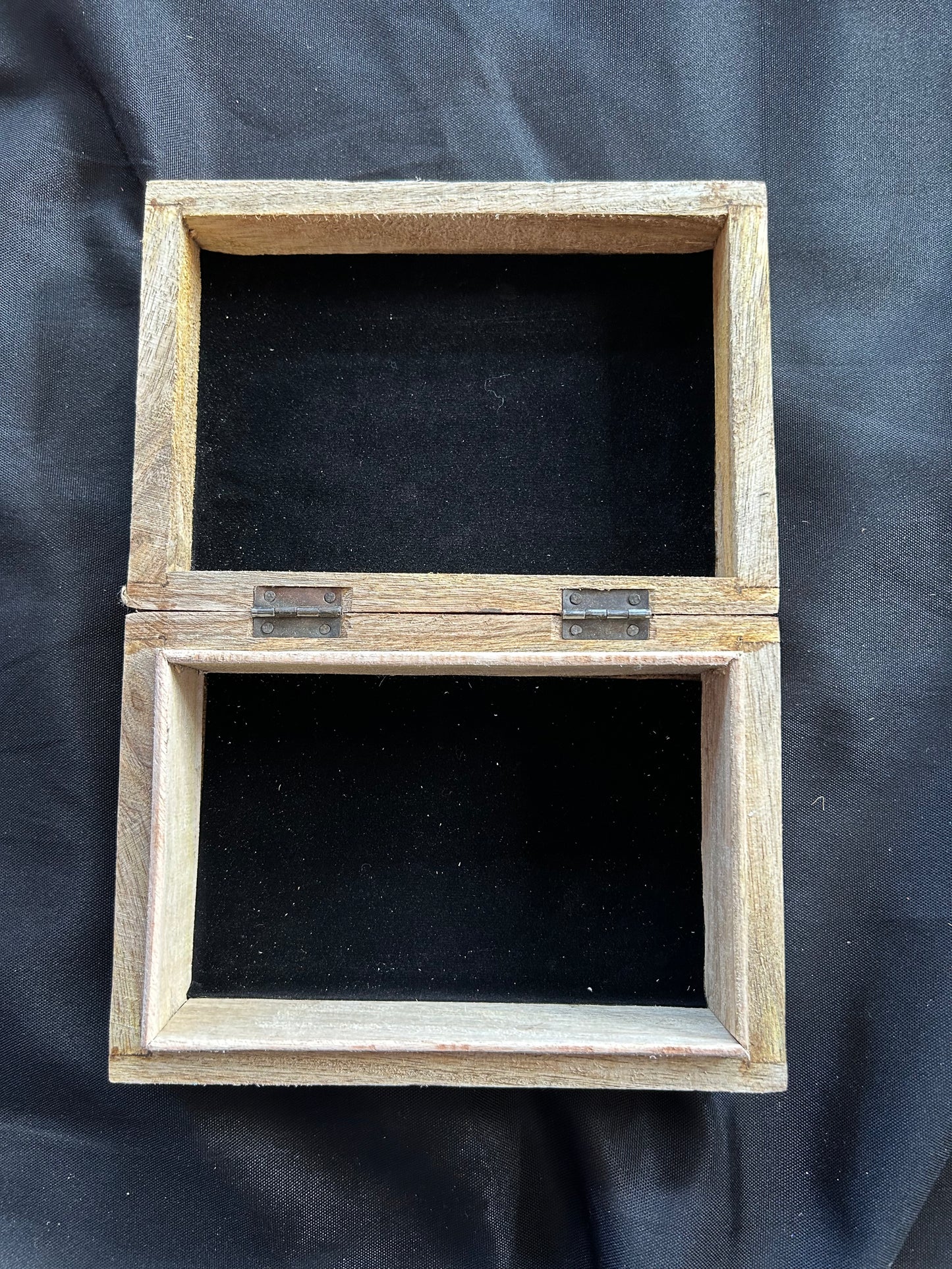 Large Carved Wood Box with Velvet Lining