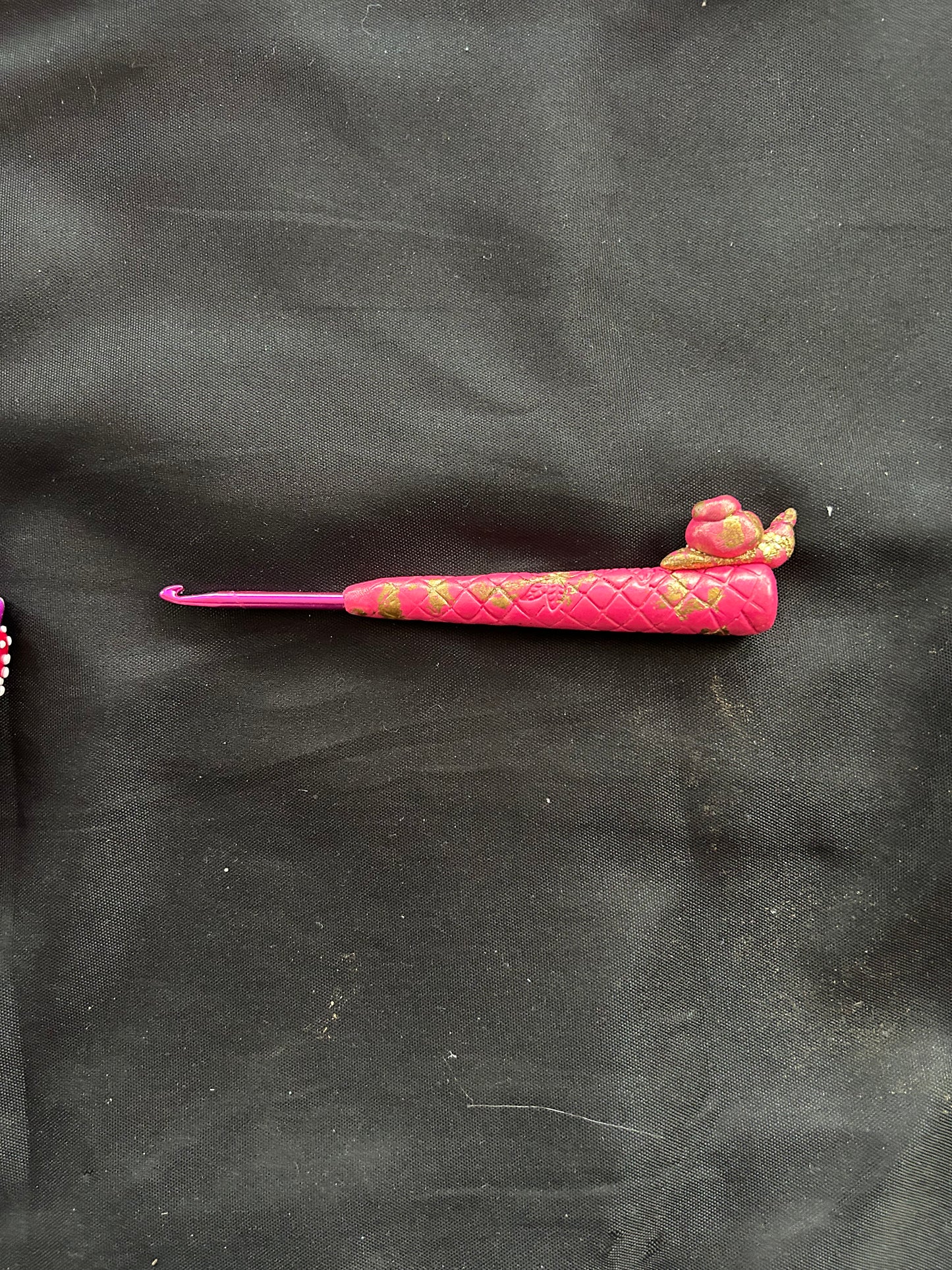 Clay embellished crochet hook