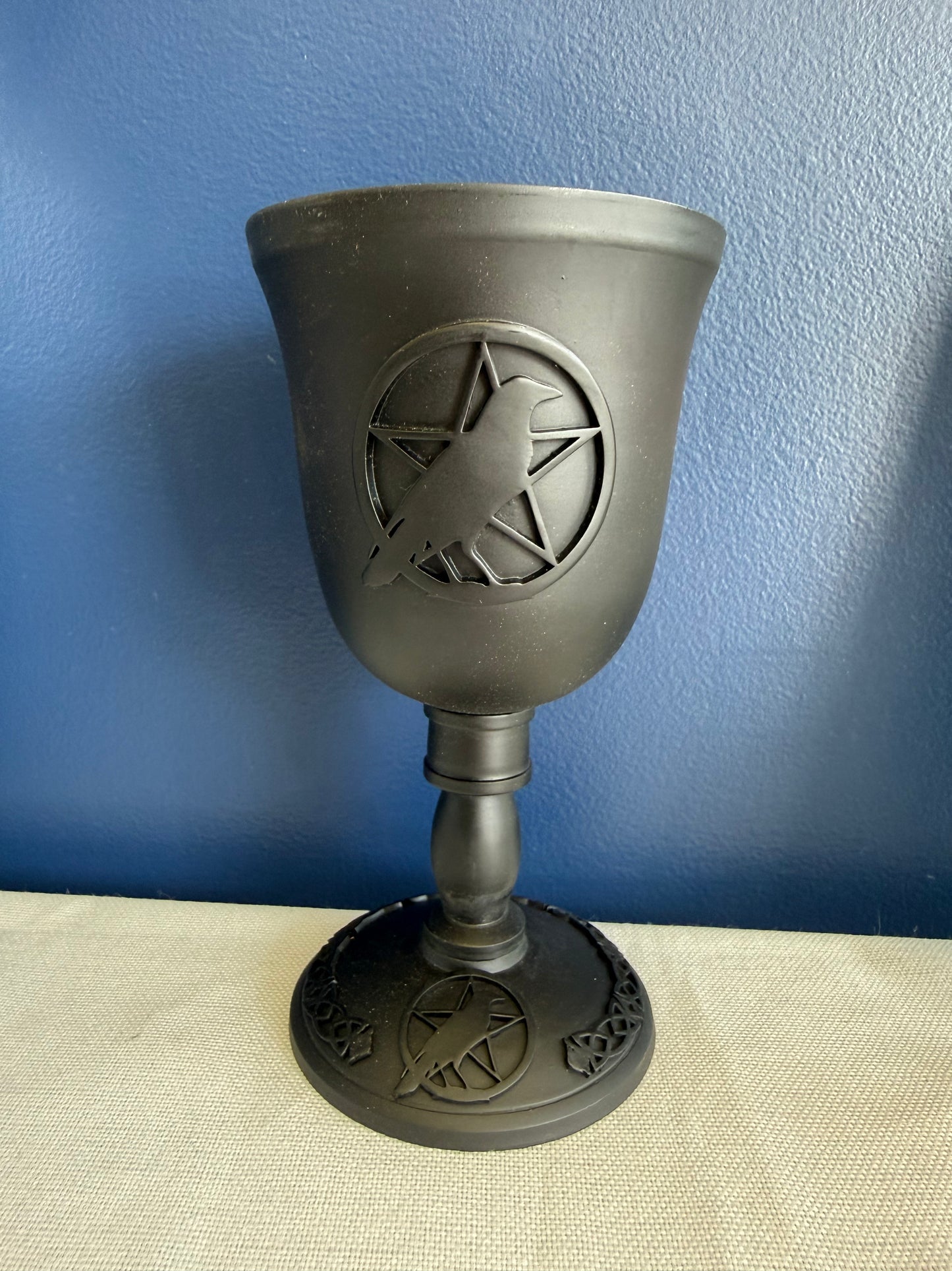 Cast Iron Raven with Pentacle Goblet