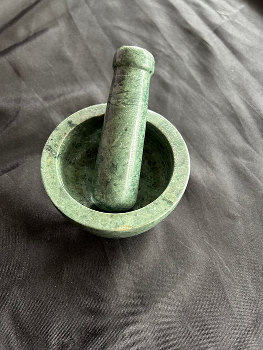 Green Mortar and Pestle