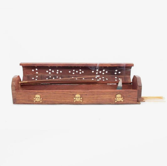 Skull Coffin Incense Burner Box