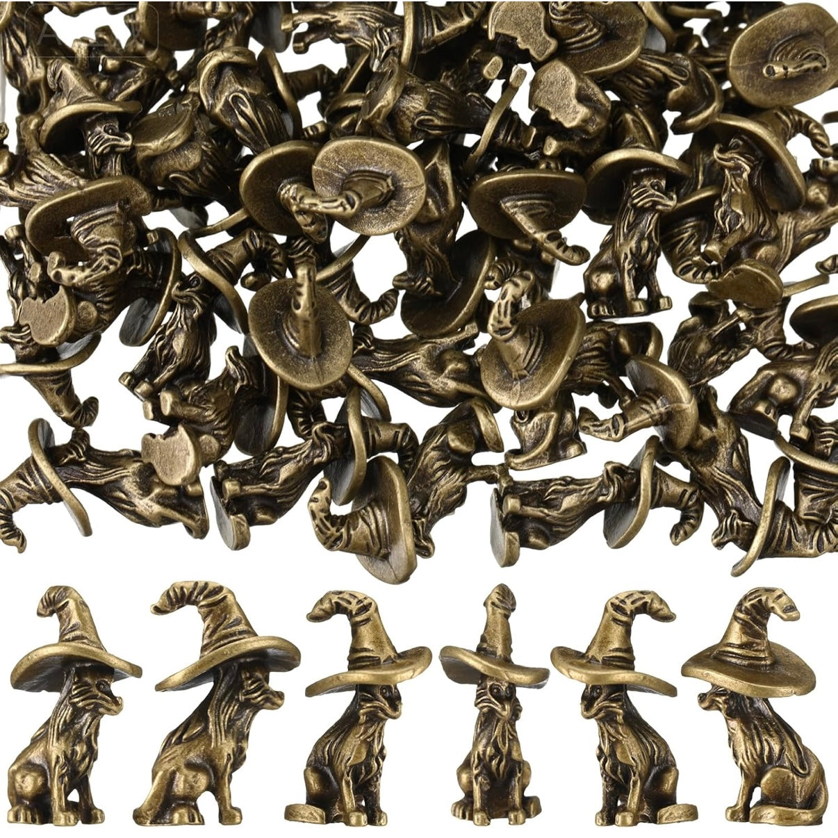 Brass Cat in Witch Hat
