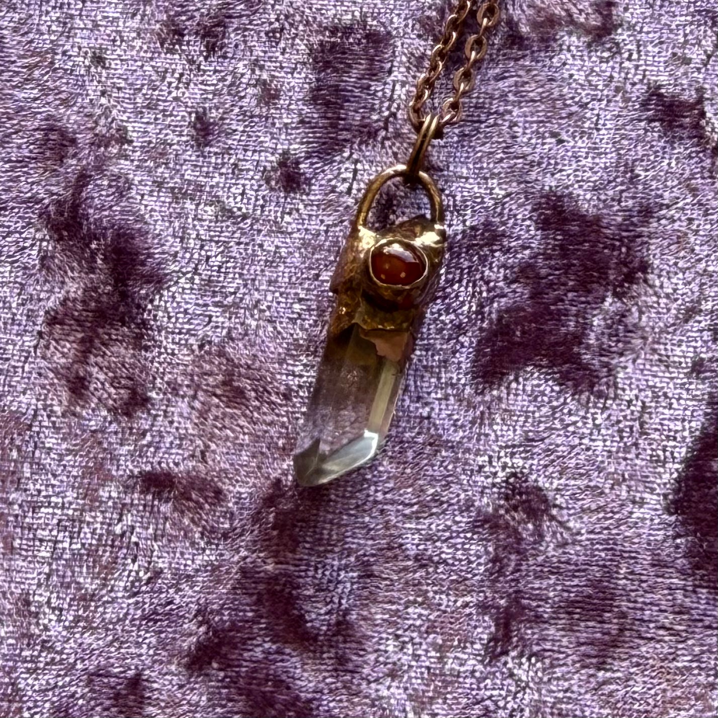 Copper and Crystal Point Necklace