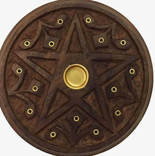 Pentacle Round Incense Burner