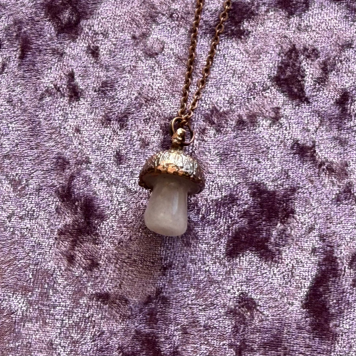 Copper Crystal Mushroom Necklace