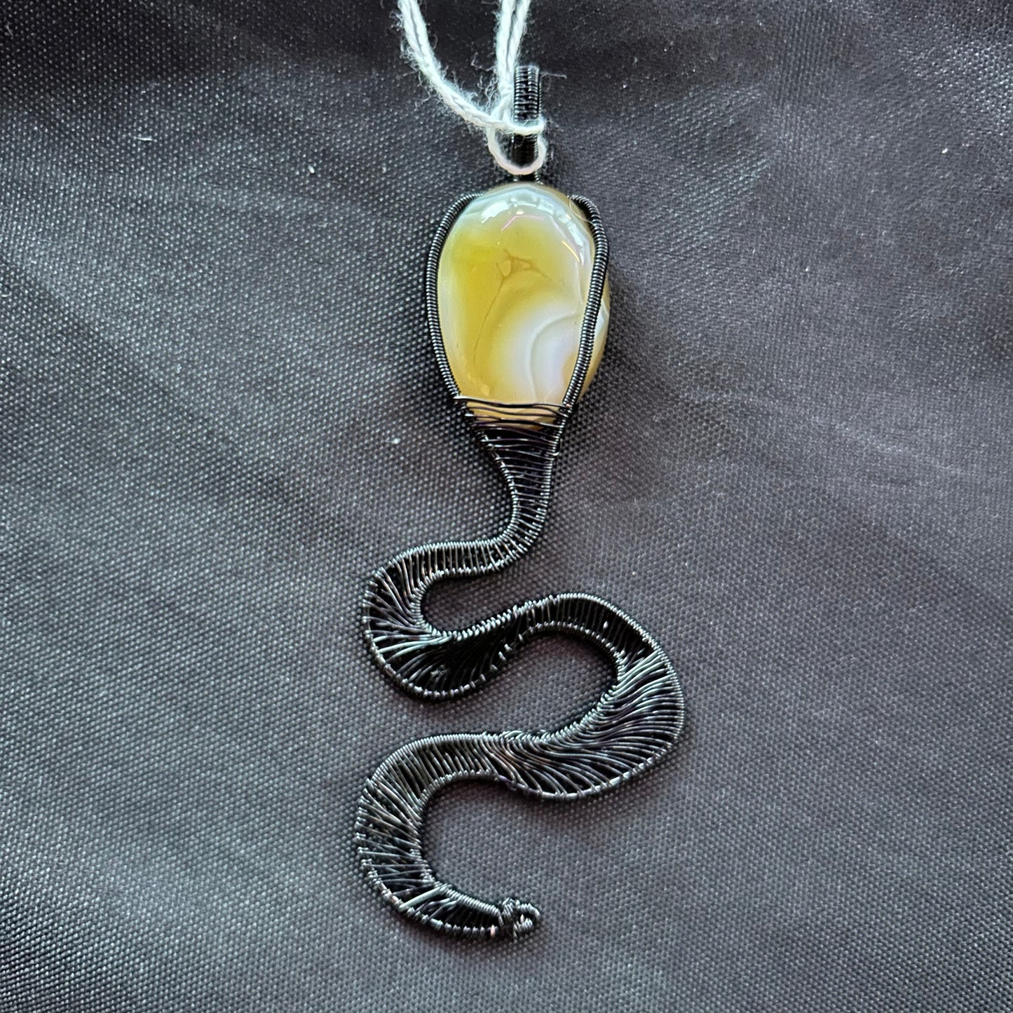 Agate Snake Wire Wrapped Pendant