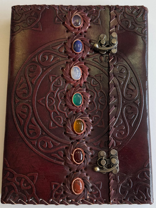 Seven Chakra Embossed Leather Journal