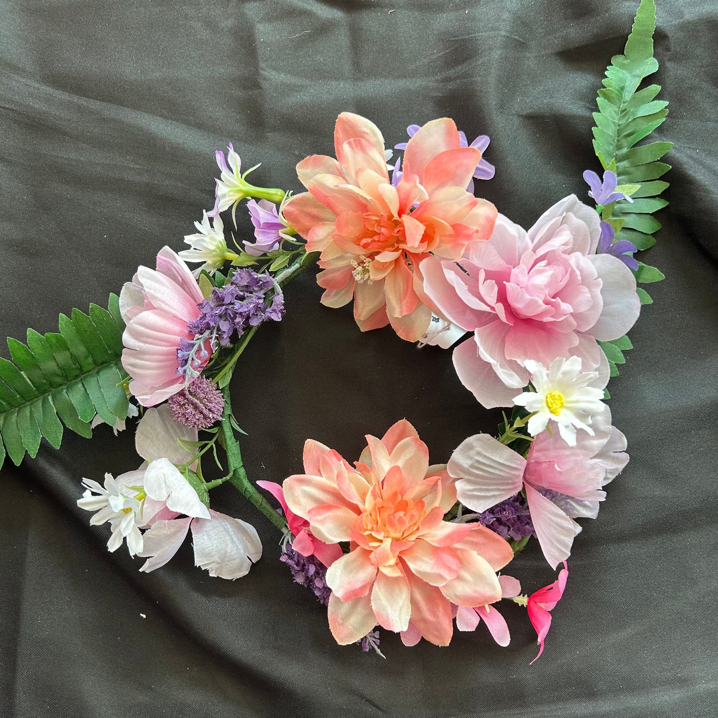 Pink, Coral and Lavender Floral Crown
