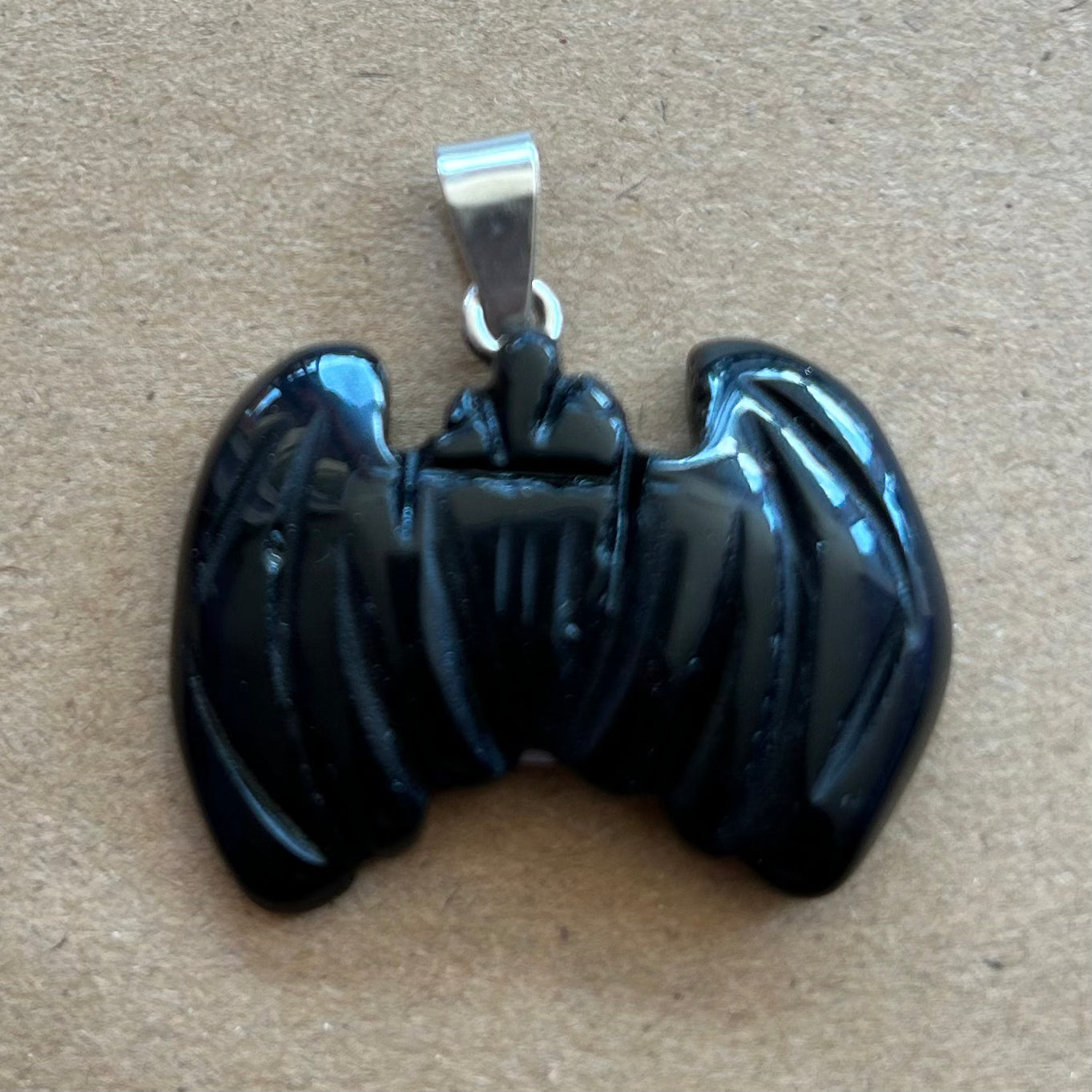 Black Tourmaline Bat Pendant