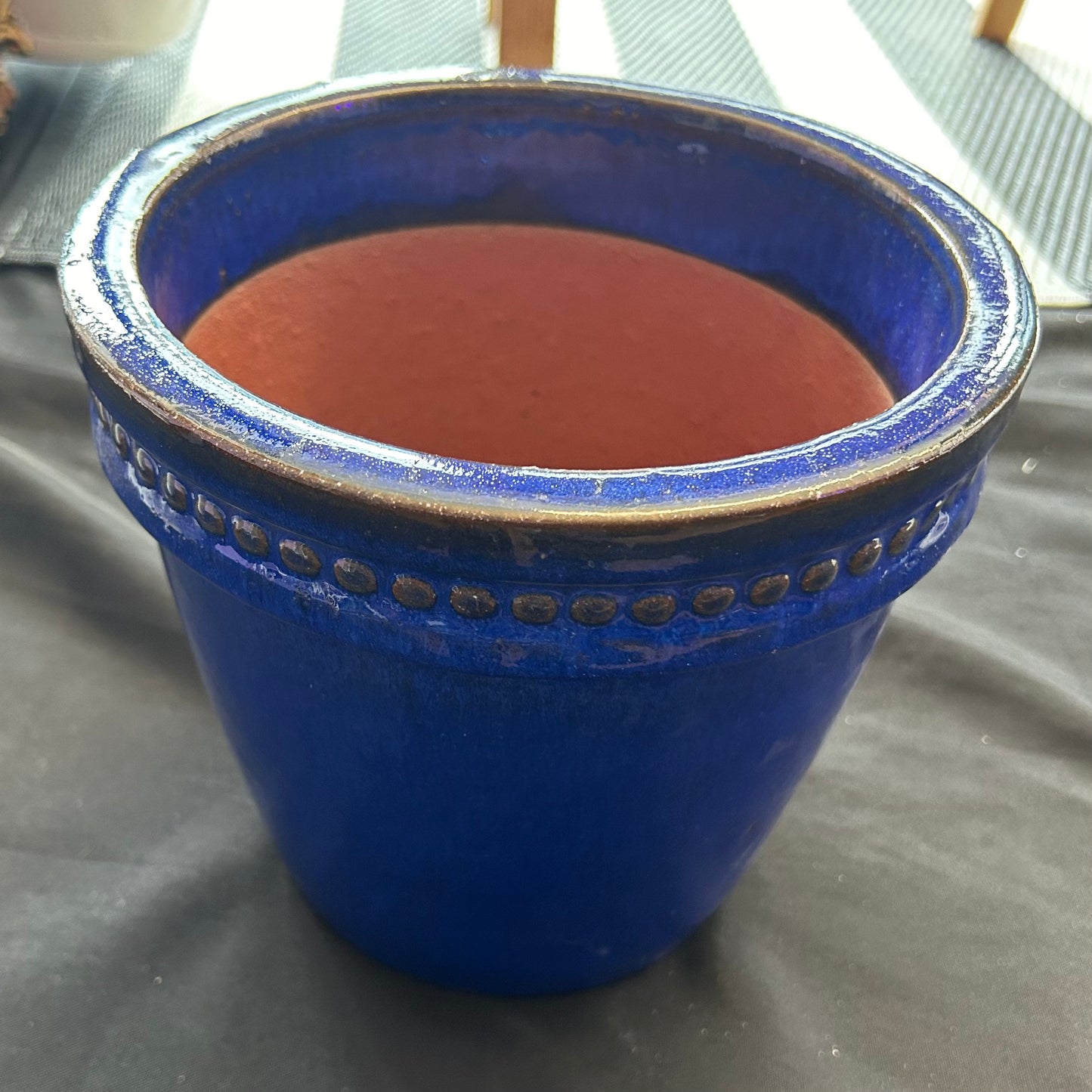 Blue Glazed Dot Planter