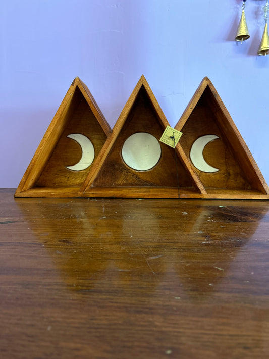 Triple Moon Wood Altar Shelf