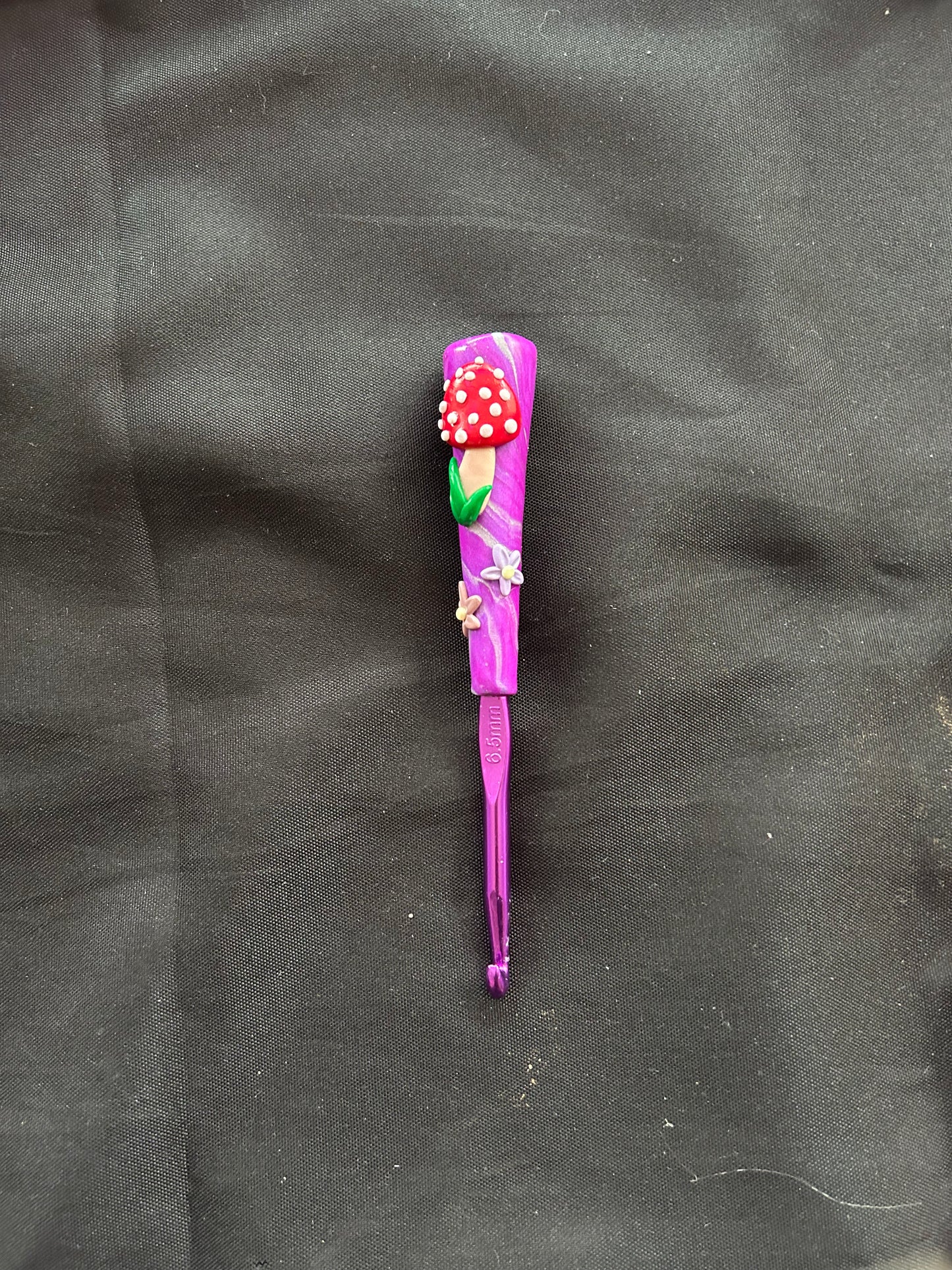 Clay embellished crochet hook