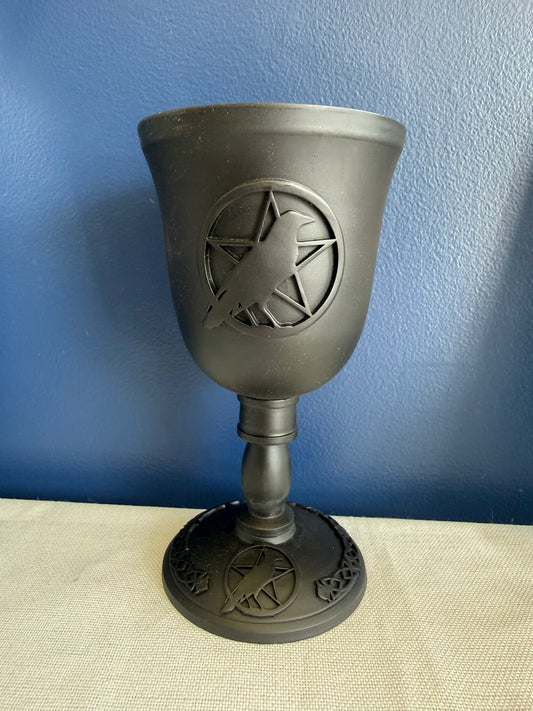 Cast Iron Raven with Pentacle Goblet