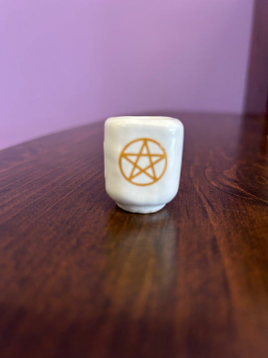 White Pentacle Chime Candle Holder
